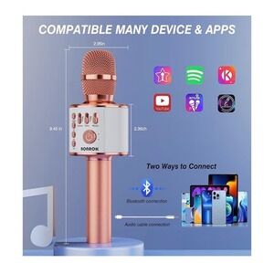 Gabba Goods Wireless Bluetooth Karaoke Microphone Rose Gold No Charging Cord